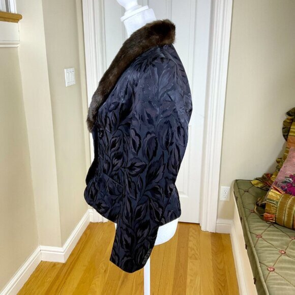 Vertigo Paris Blazer Y2K Brocade Brown Black Faux Fur Collar La Ville (M) - Picture 2 of 7